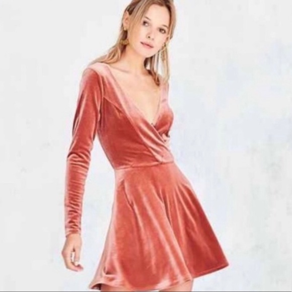 orange velvet dress urban outfitters